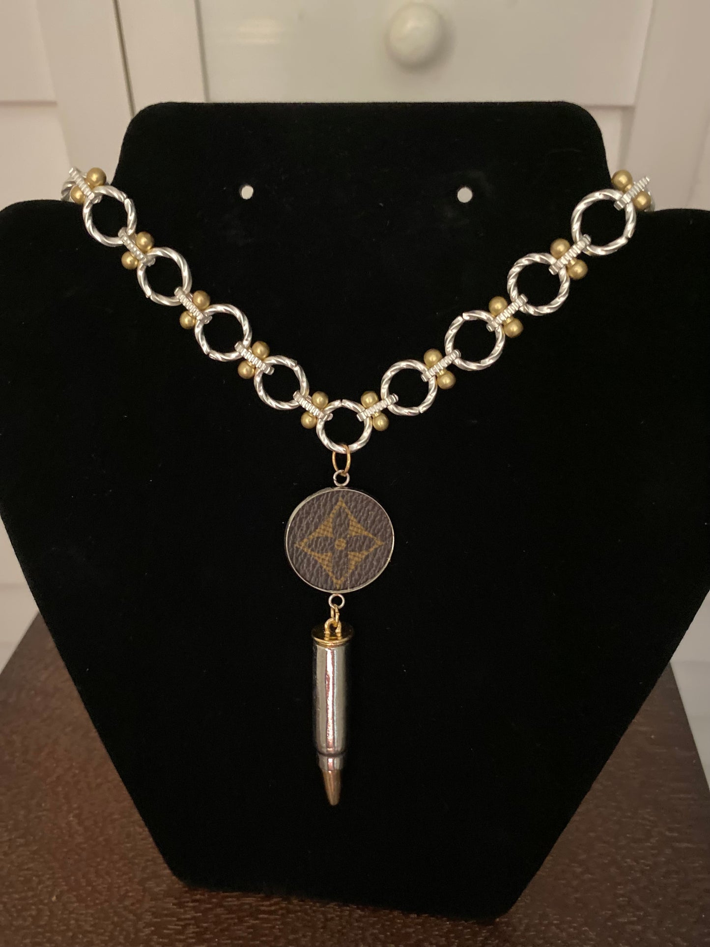 Silver & Gold Handmade Designer Upcycled Bullet Choker Necklace
