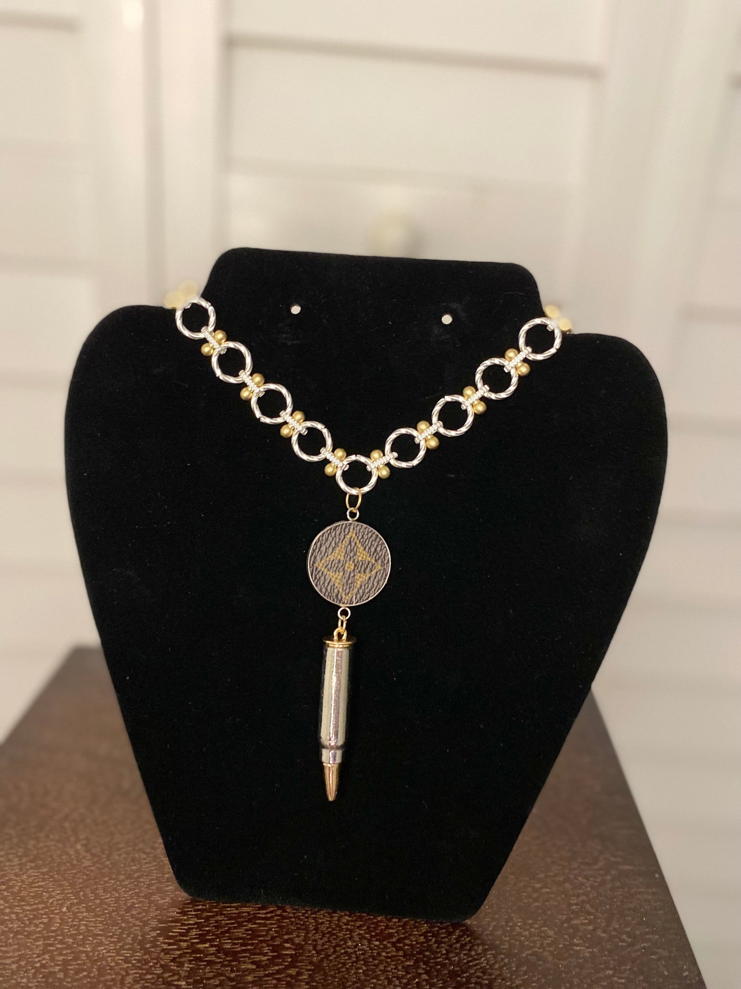 Silver & Gold Handmade Designer Upcycled Bullet Choker Necklace