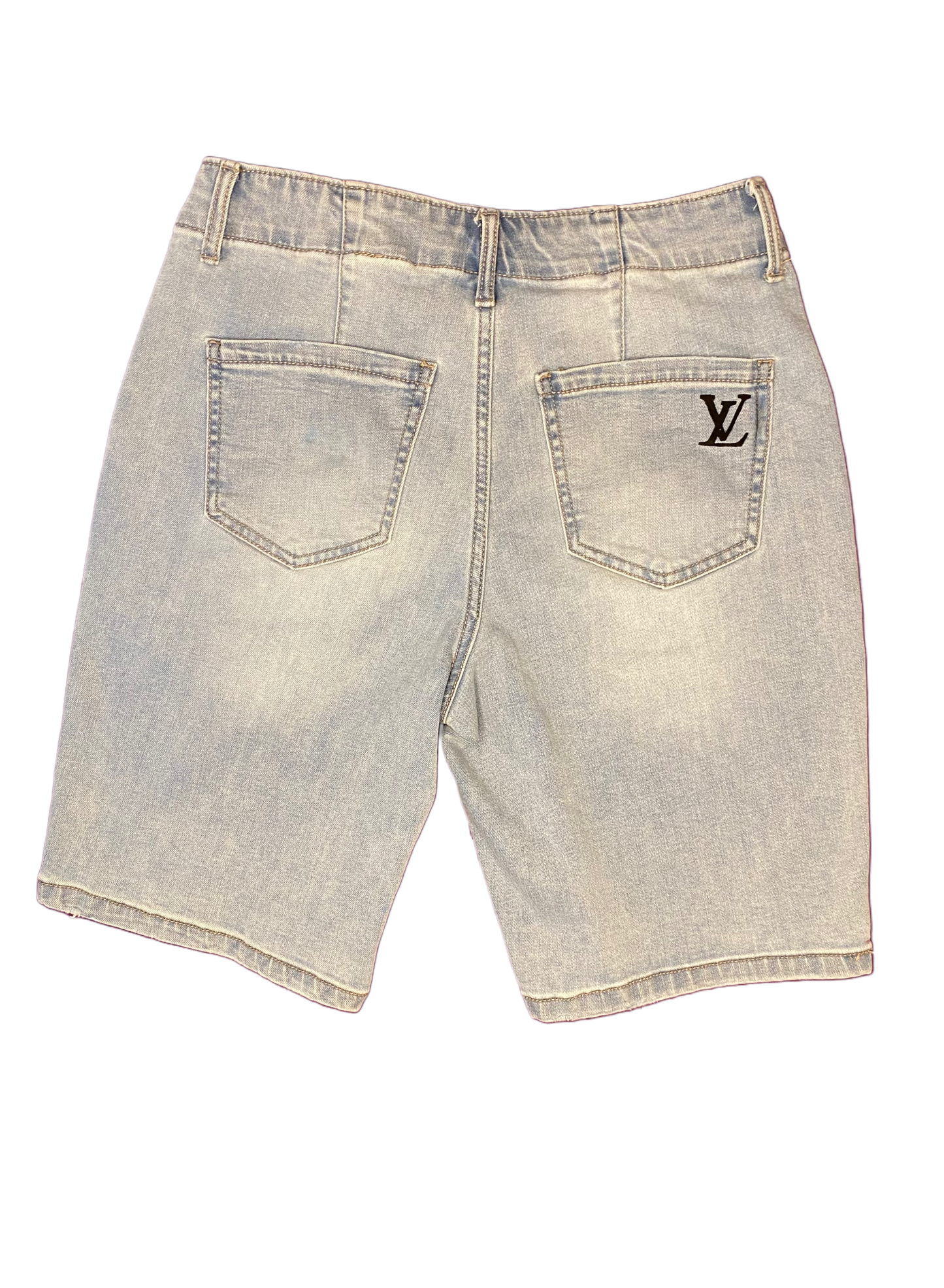 Hand Painted High Rise Jean Shorts