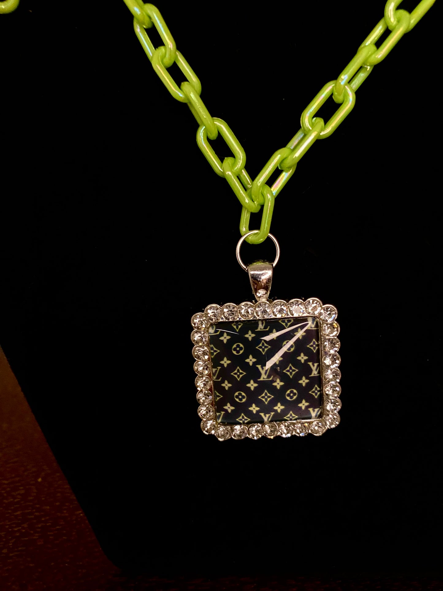 Green Handmade Designer Upcycled Necklace & Earrings