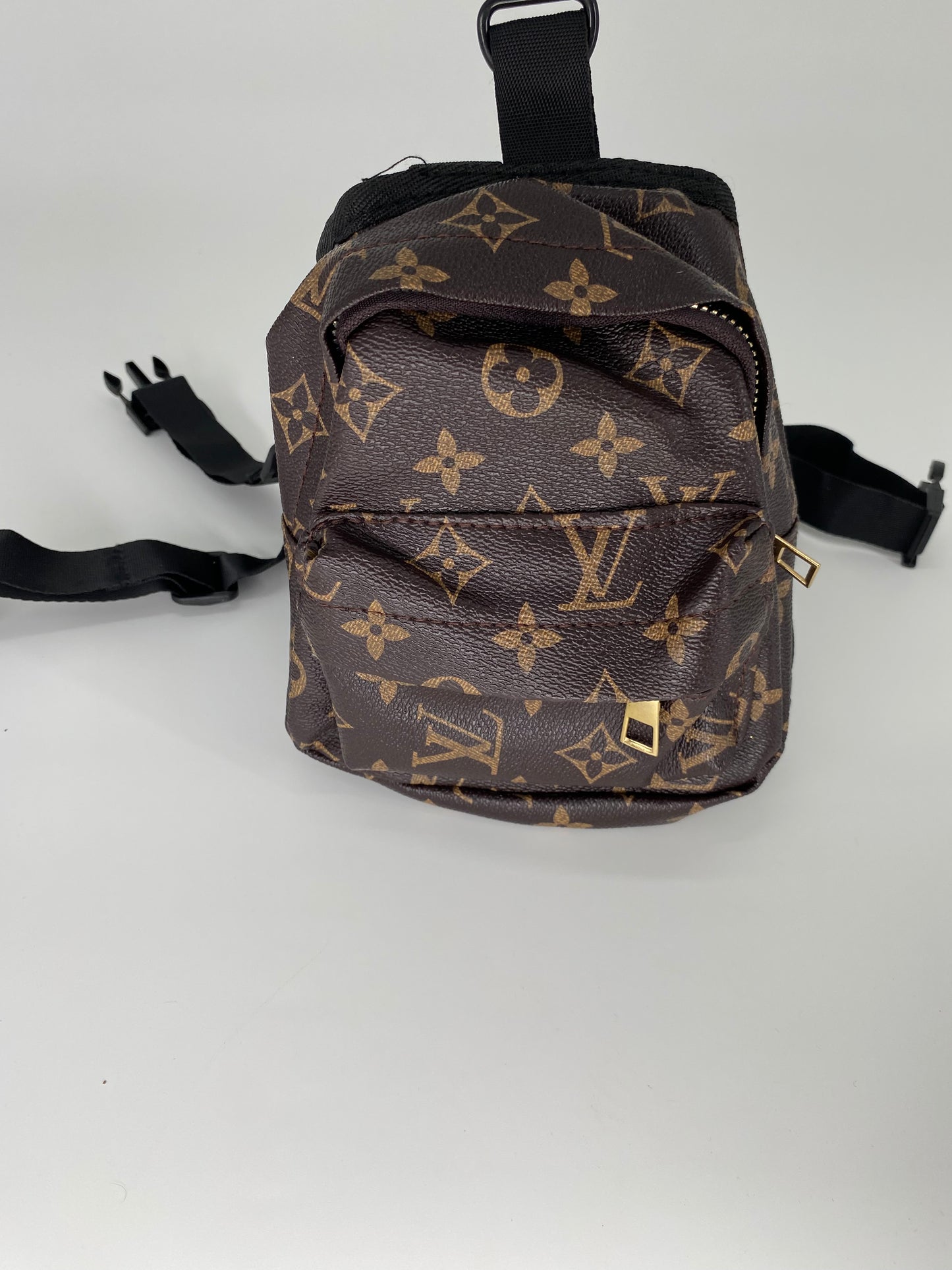 Mini luxury designer dog harness backpack.