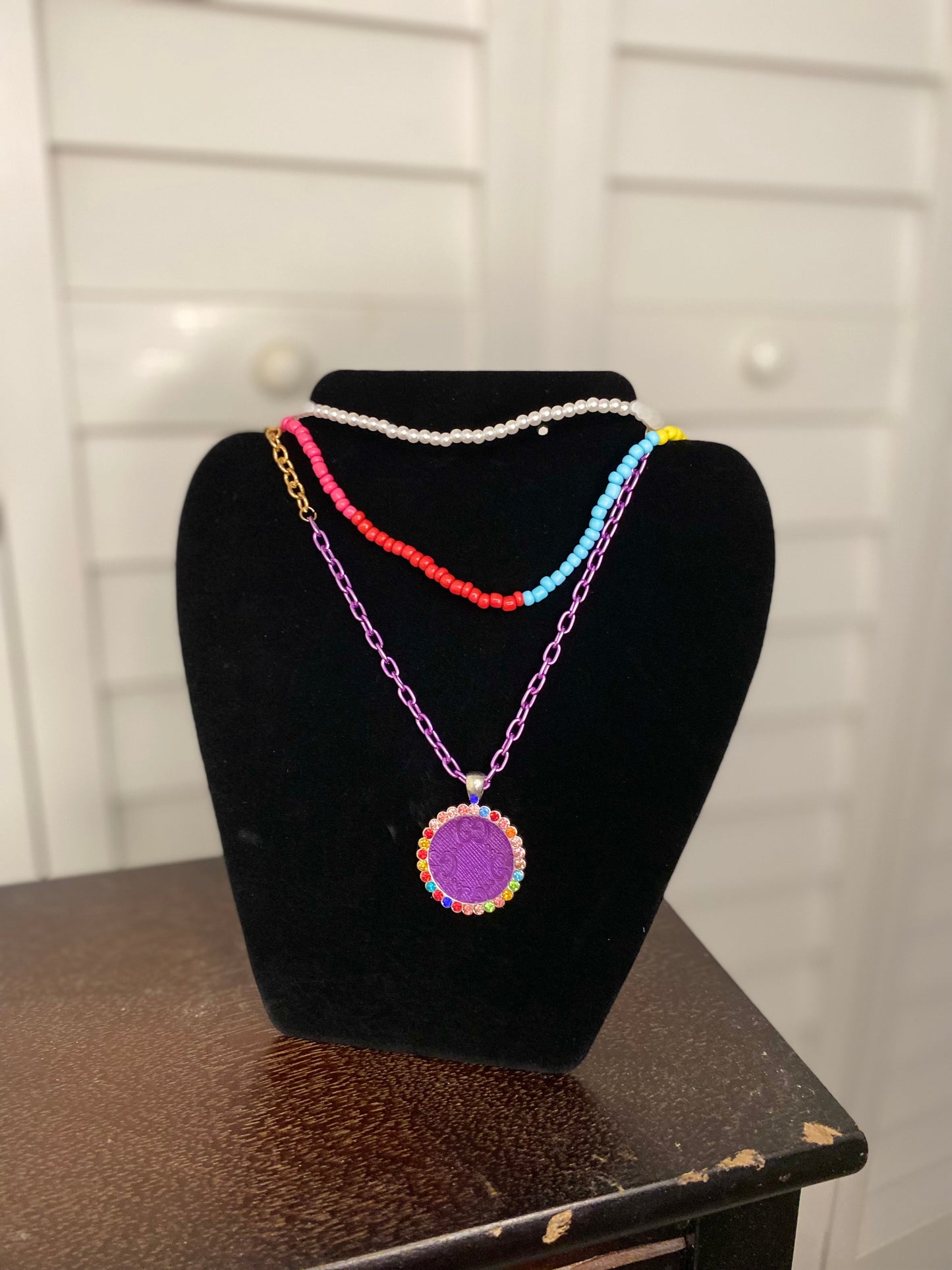 Homemade Designer Upcycled Beaded Chain Necklace
