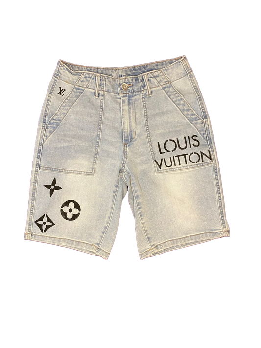 Hand Painted High Rise Jean Shorts