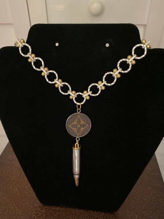 Silver & Gold Handmade Designer Upcycled Bullet Choker Necklace