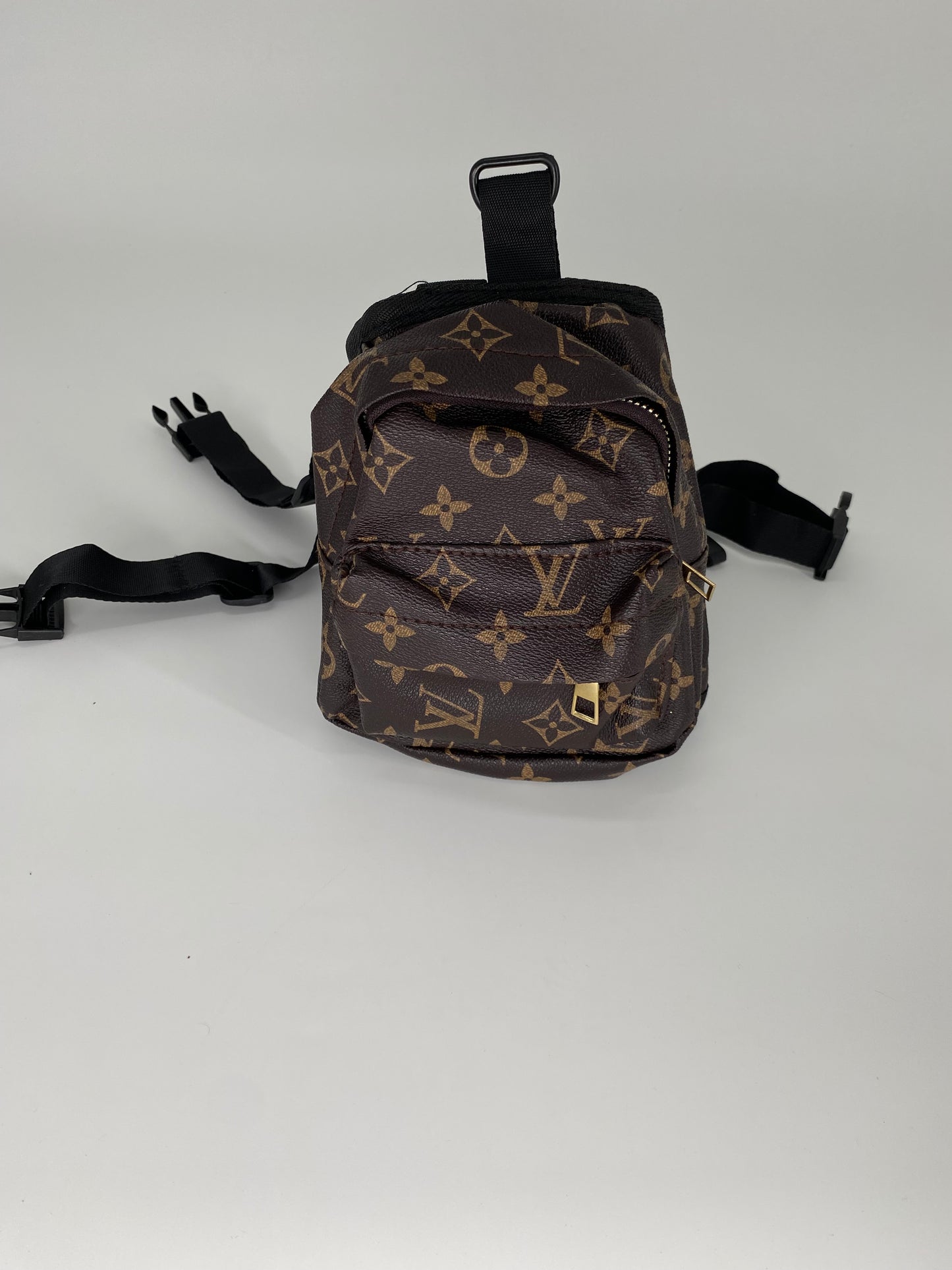 Mini luxury designer dog harness backpack.