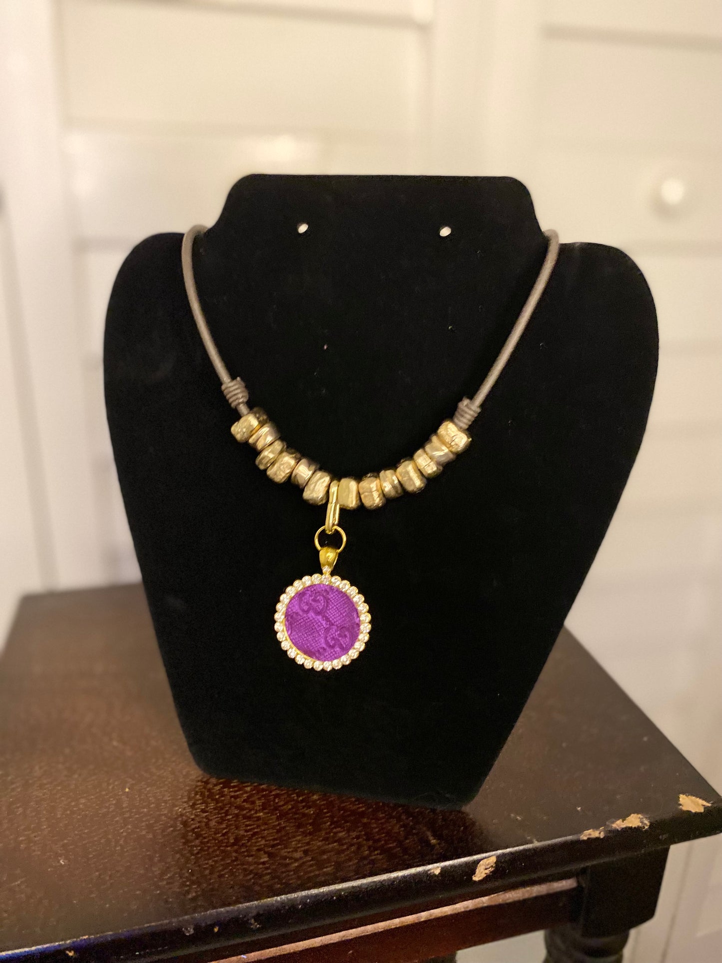 Gold & Green Homemade Designer Upcycled Necklace